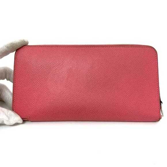 HERMES Round Long Wallet Azap Silkin Pink Rose Azalee Leather Epson Silk C Stamp - Picture 8 of 11